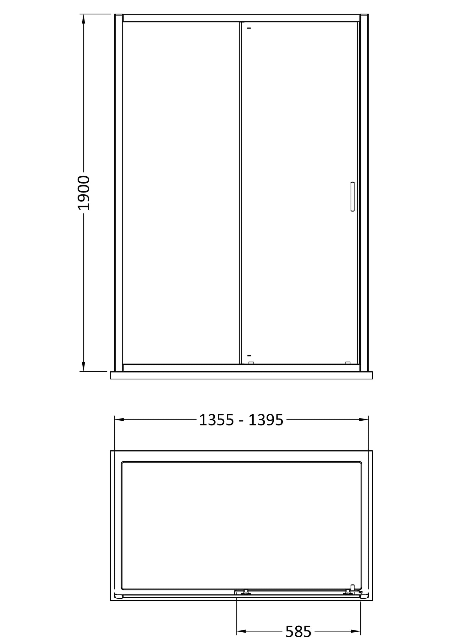NUIE 1900 x 1400mm Sliding Shower Door