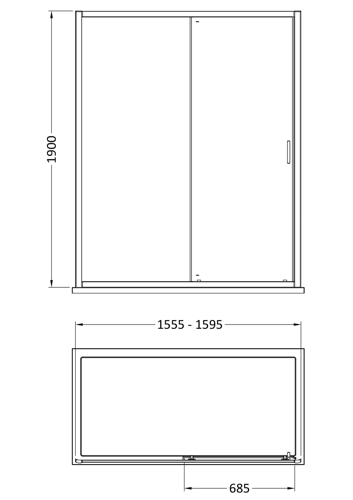 NUIE 1900 x 1600mm Sliding Shower Door