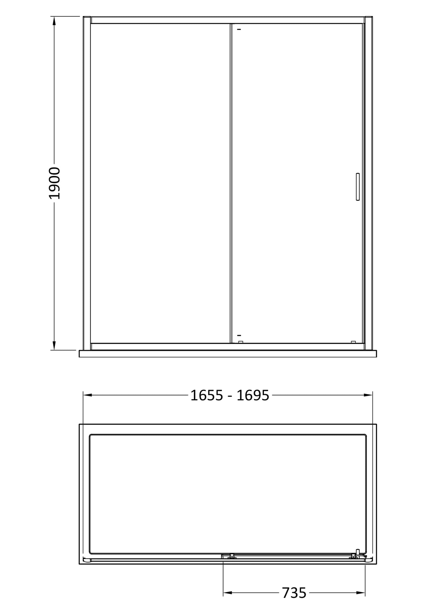 NUIE 1900 x 1700mm Sliding Shower Door
