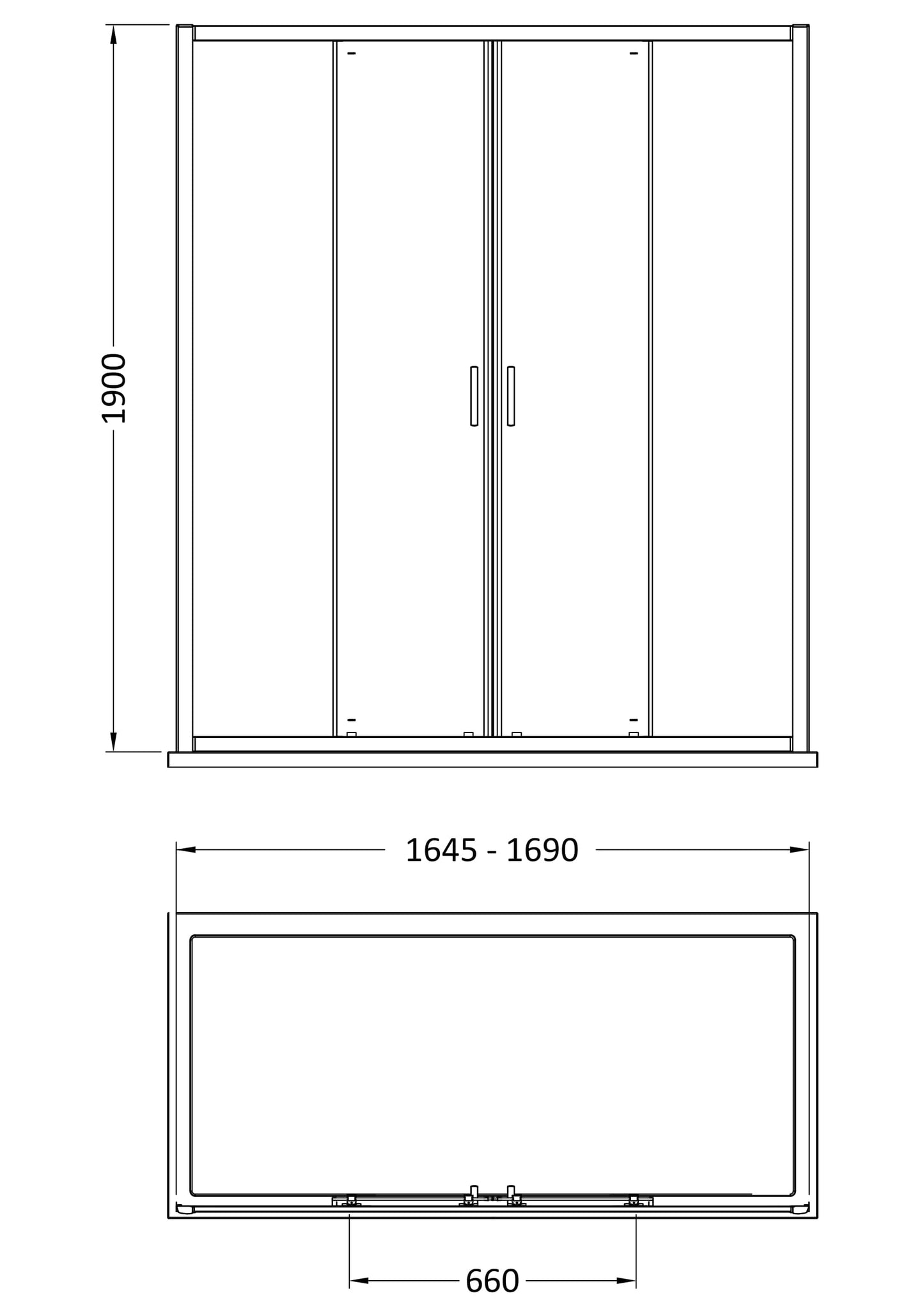NUIE 1900 x 1700mm Double Sliding Shower Door