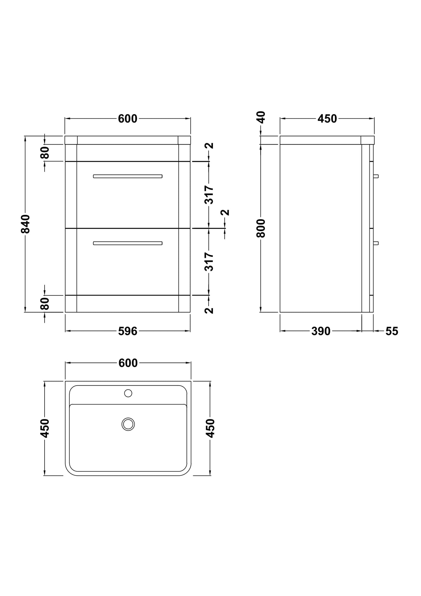Hudson Reed Floor Standing 600mm Cabinet & Polymarble Basin