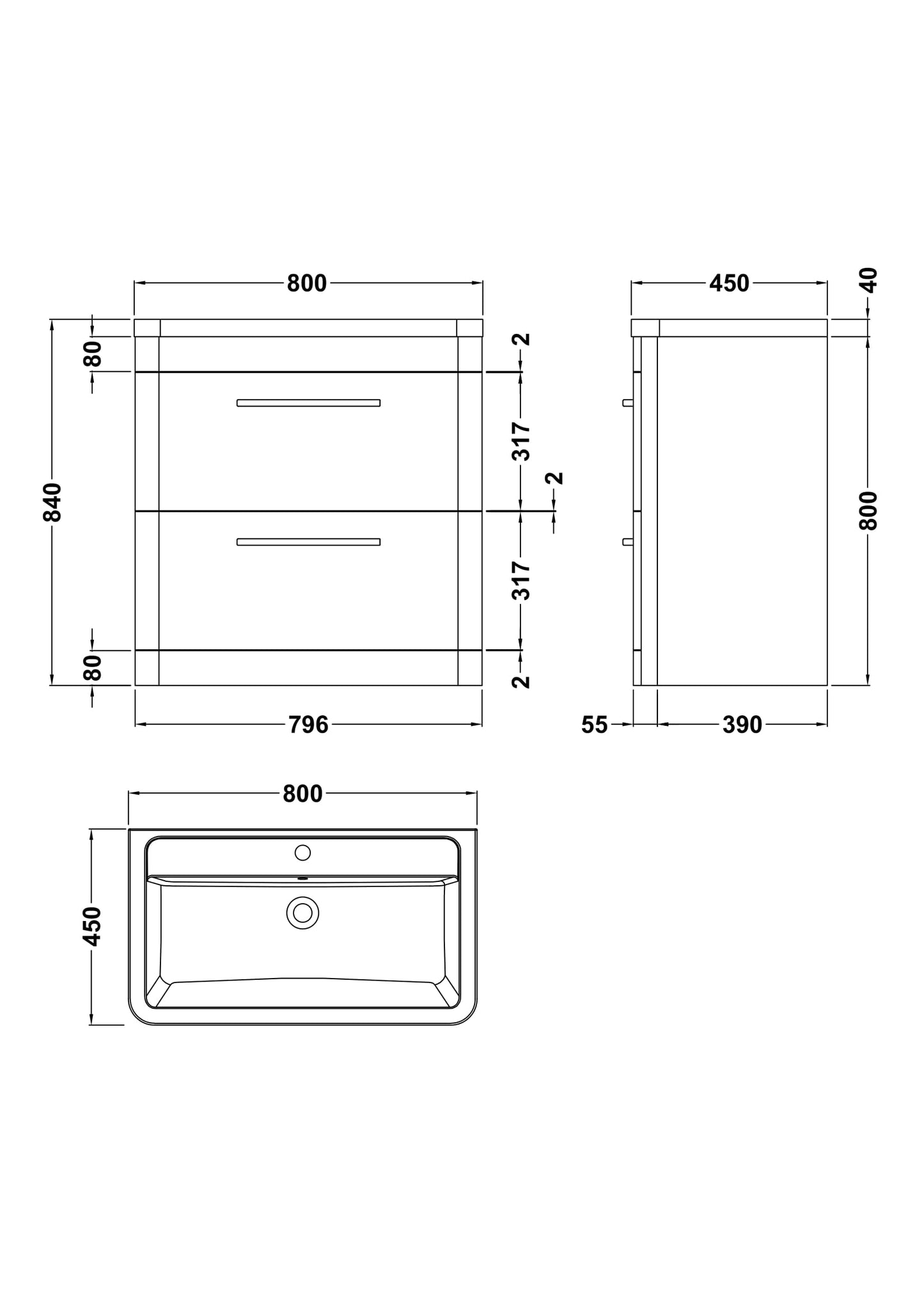 Hudson Reed Floor Standing 800mm Cabinet & Ceramic Basin