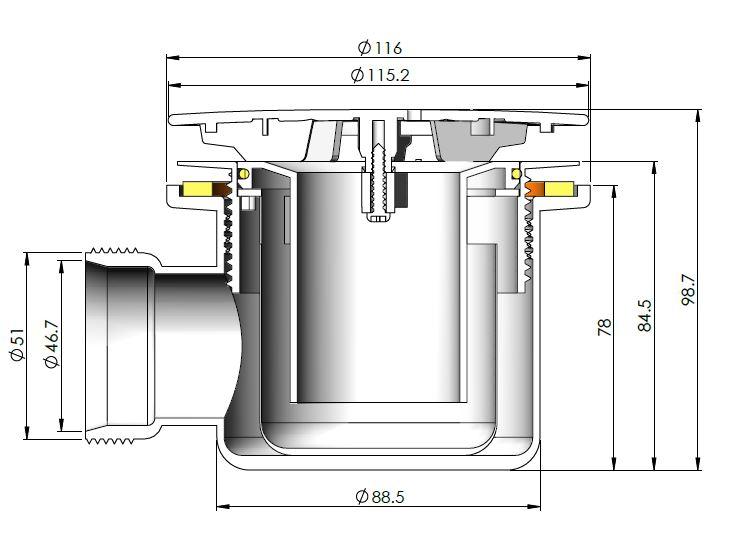 NUIE White & Brass Fast Flow Shower Waste