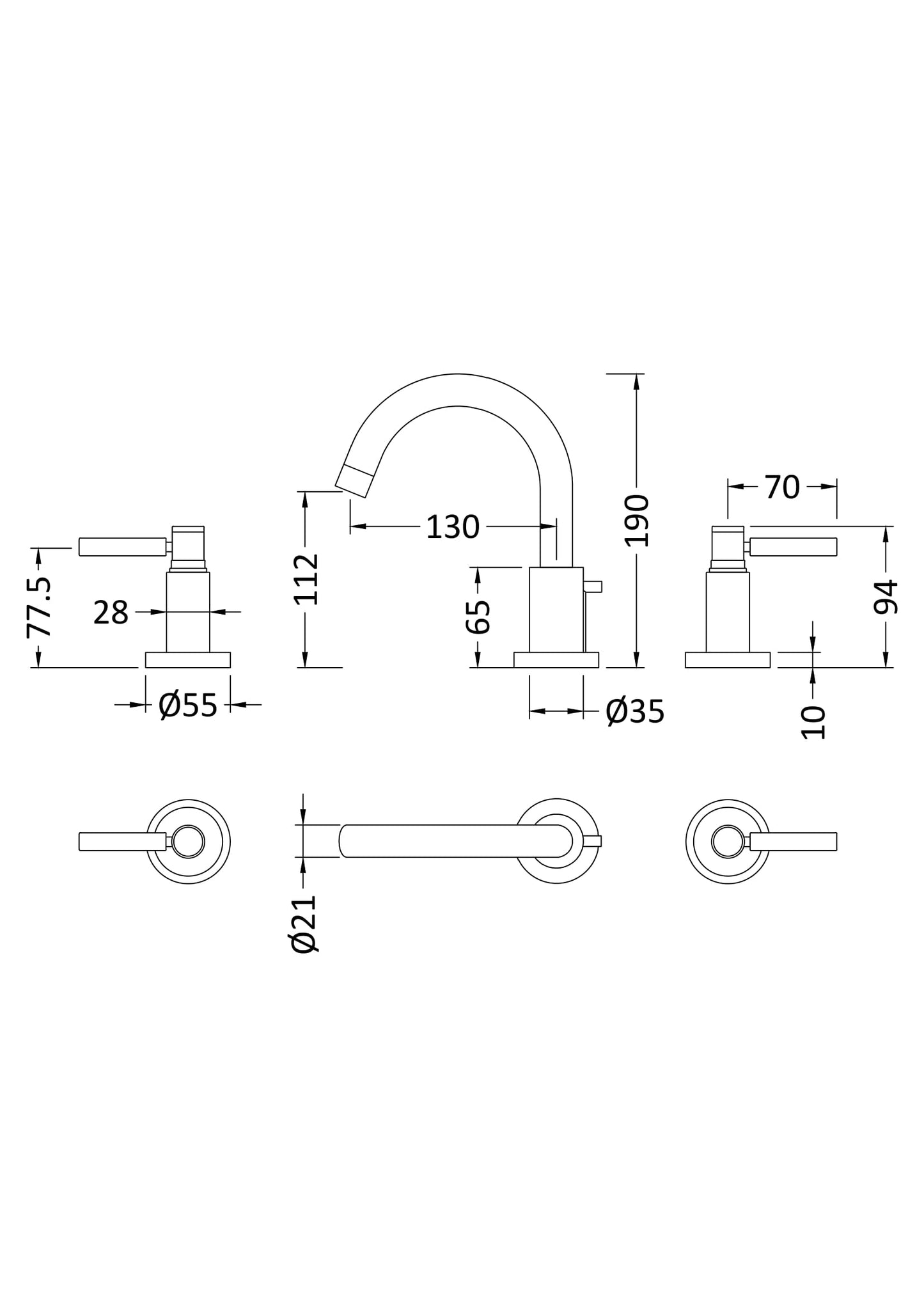 Hudson Reed 3 Tap Hole Basin Mixer