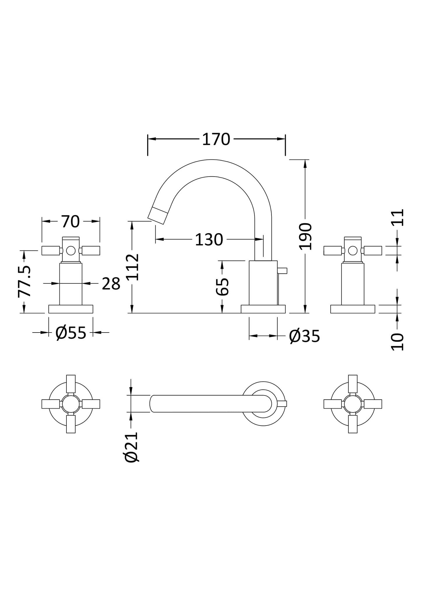 Hudson Reed 3 Tap Hole Basin Mixer
