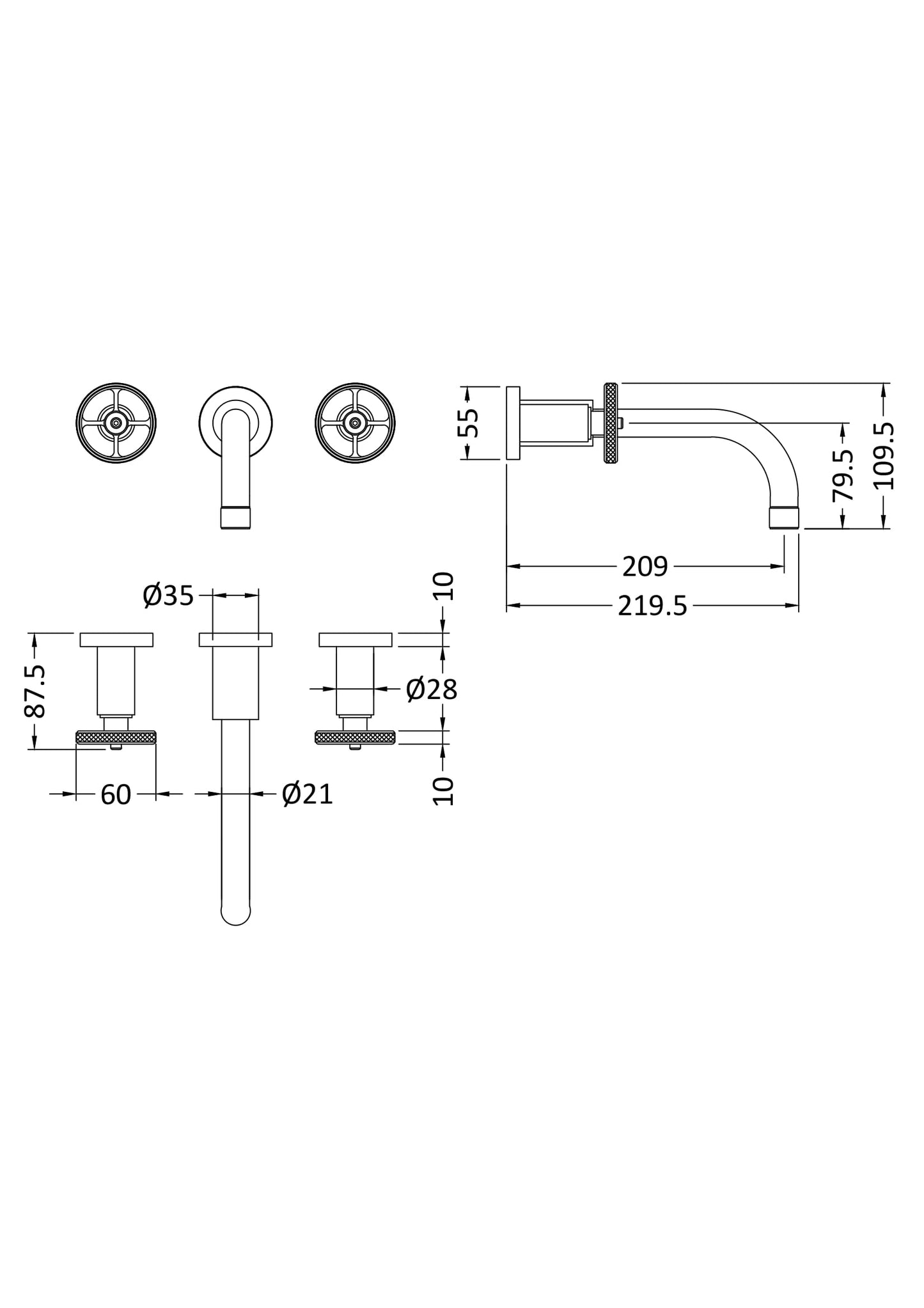 NUIE Wall Mounted Basin Mixer