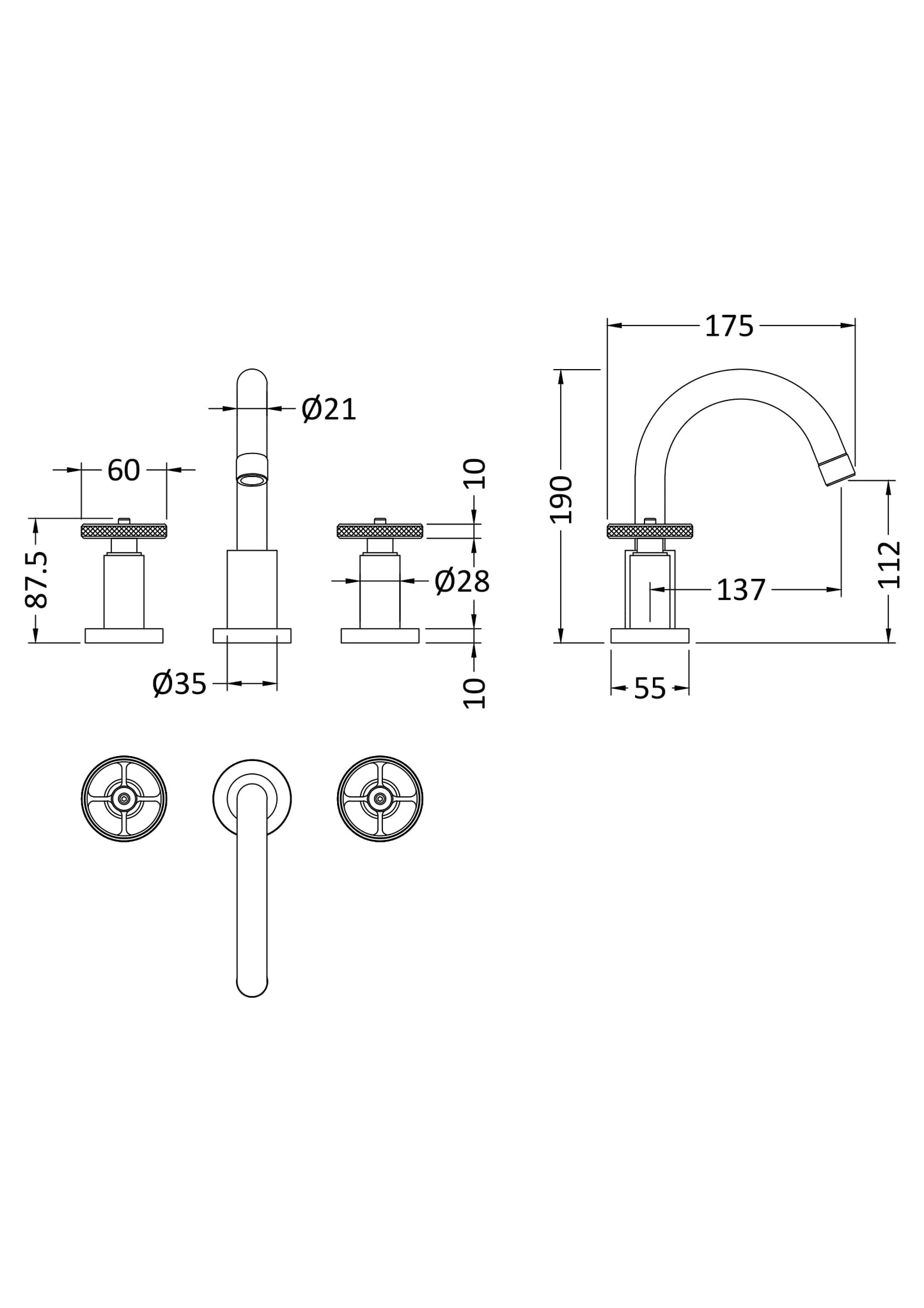 NUIE 3 Tap Hole Basin Mixer