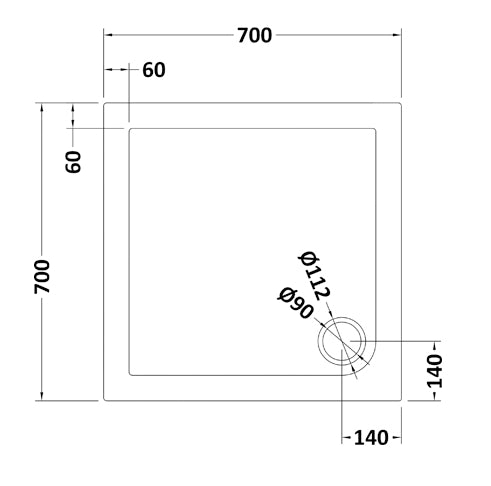 NUIE Square Shower Tray 700 x 700mm