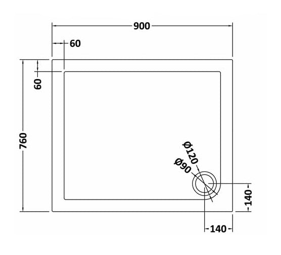 NUIE Rectangular Shower Tray 900 x 760mm