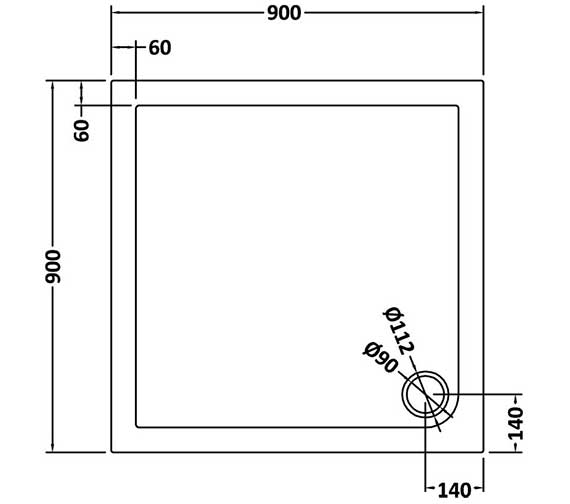 NUIE Square Shower Tray 900 x 900mm