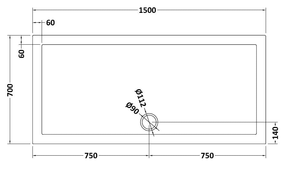 NUIE Rectangular Shower Tray 1500 x 700mm