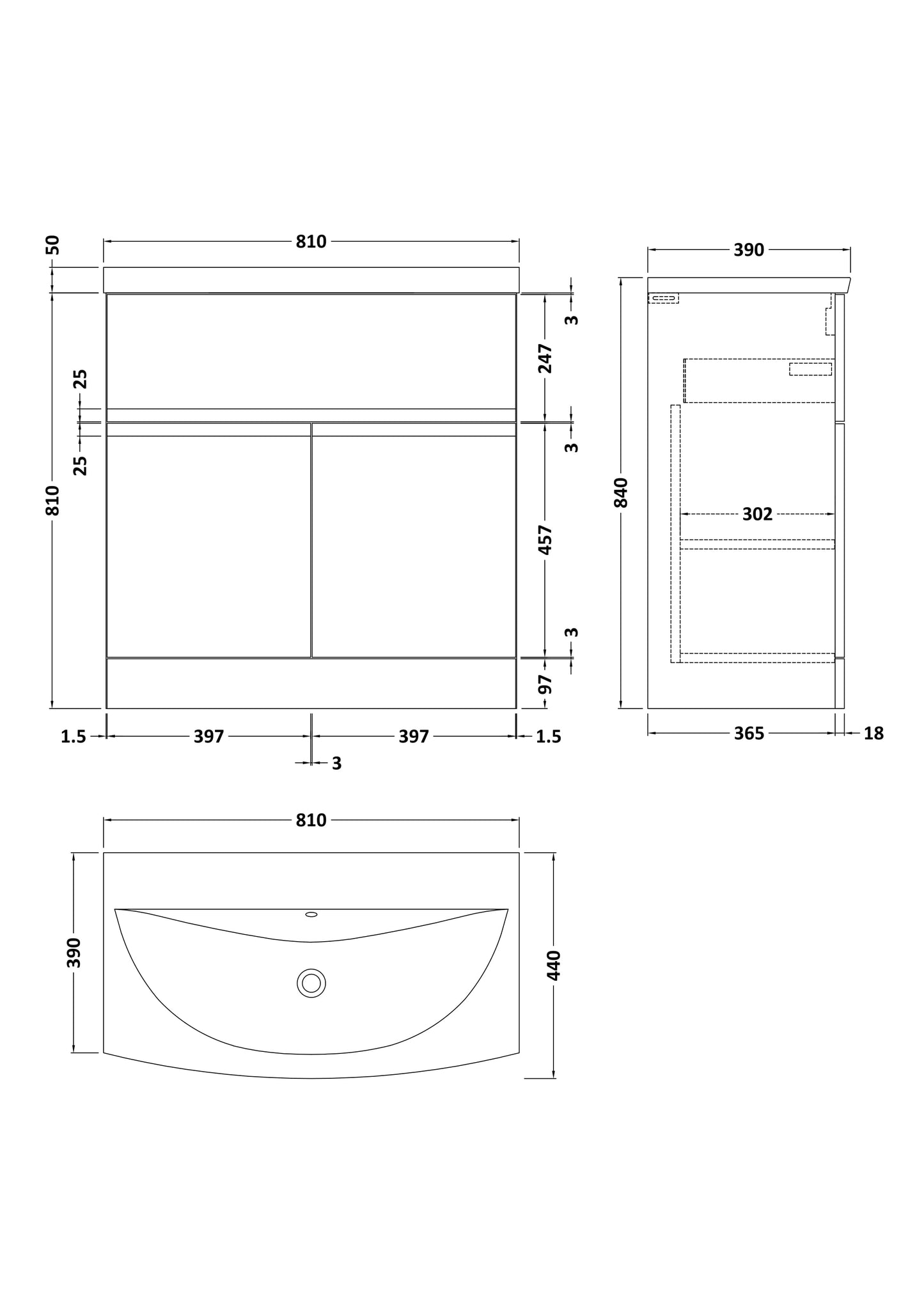 Hudson Reed 800mm Floor Standing 2 Door Vanity Unit & Basin 4