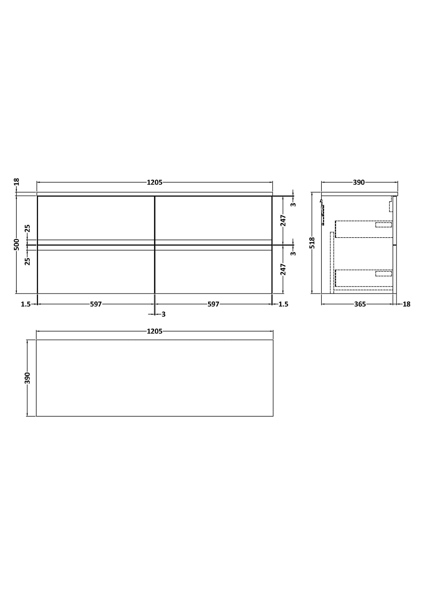 Hudson Reed 1200 Wall Hung 4 Drawer Vanity & Worktop