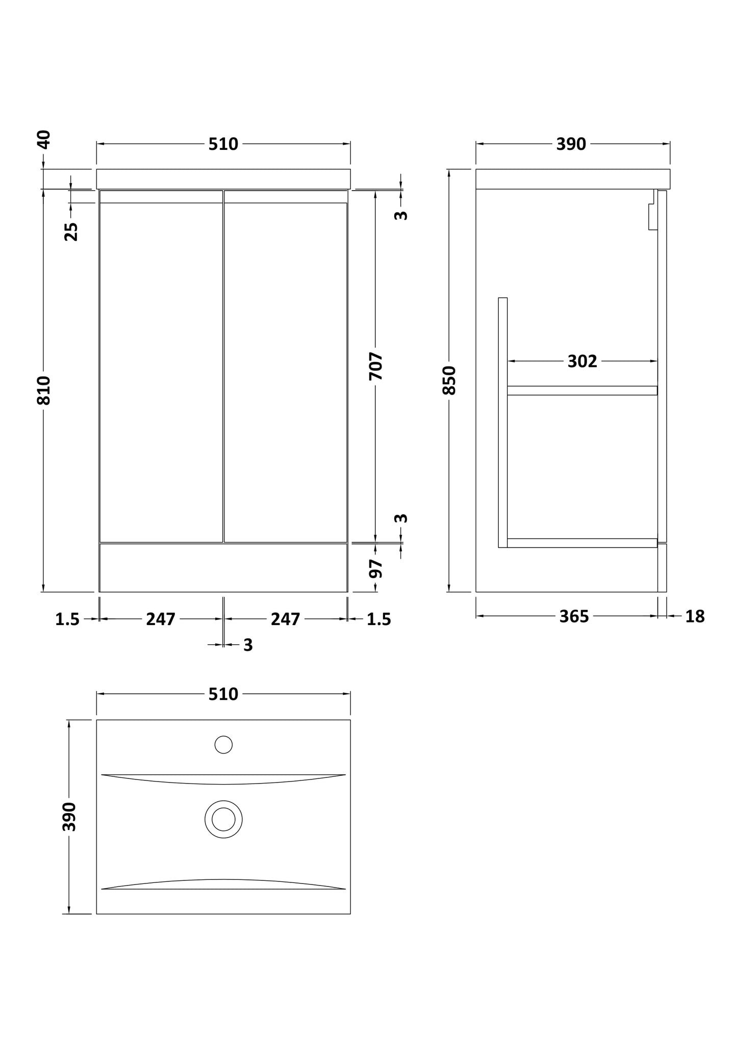 Hudson Reed 500mm Floor Standing 2-Door Vanity Unit & Basin 1