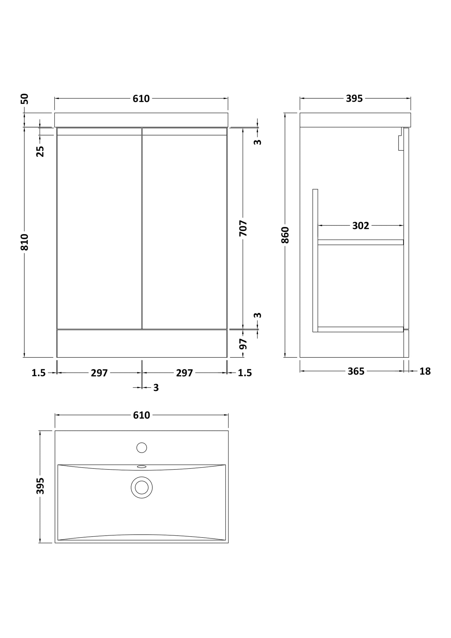 Hudson Reed 600mm Floor Standing 2 Door Unit & Basin 3