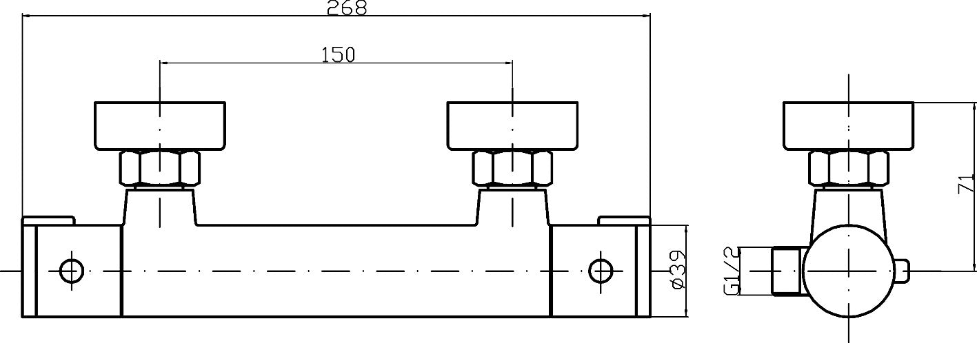 NUIE Minimalist Thermostatic Bar Valve