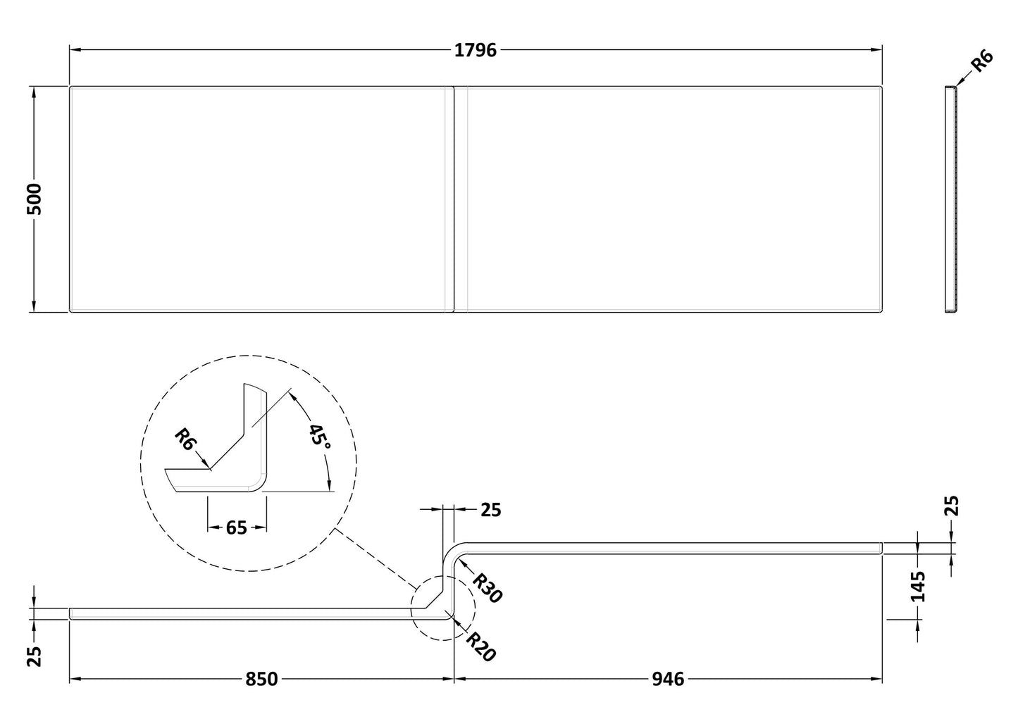 NUIE Shower Bath Front Panel (1800mm)