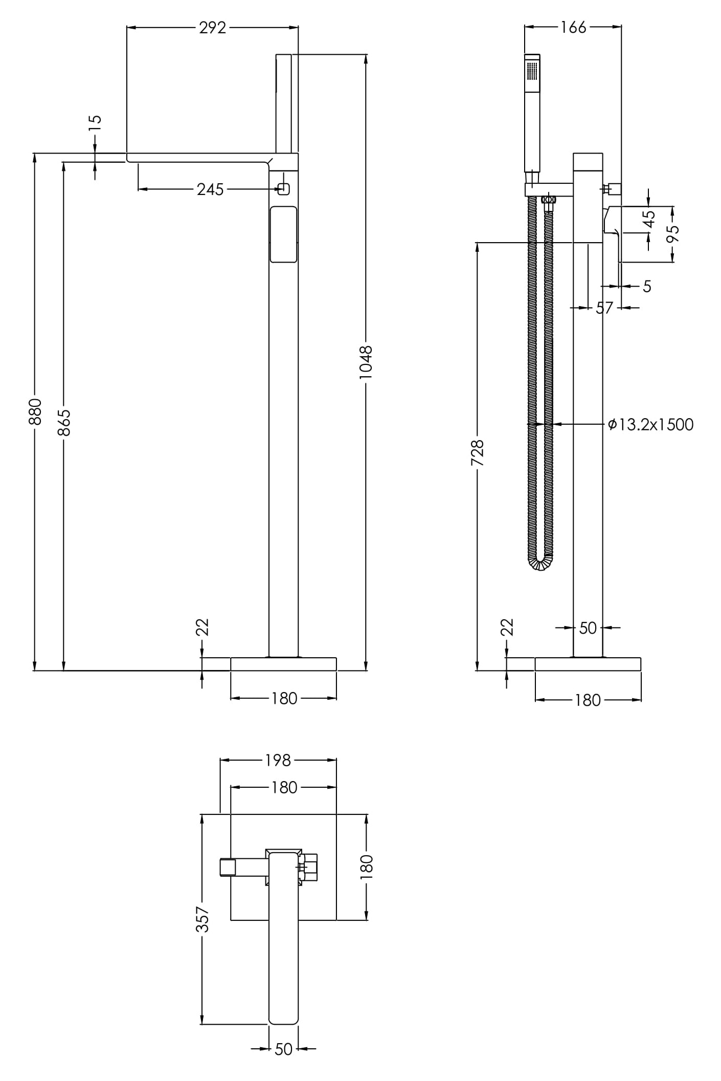 NUIE Freestanding Bath Shower Mixer