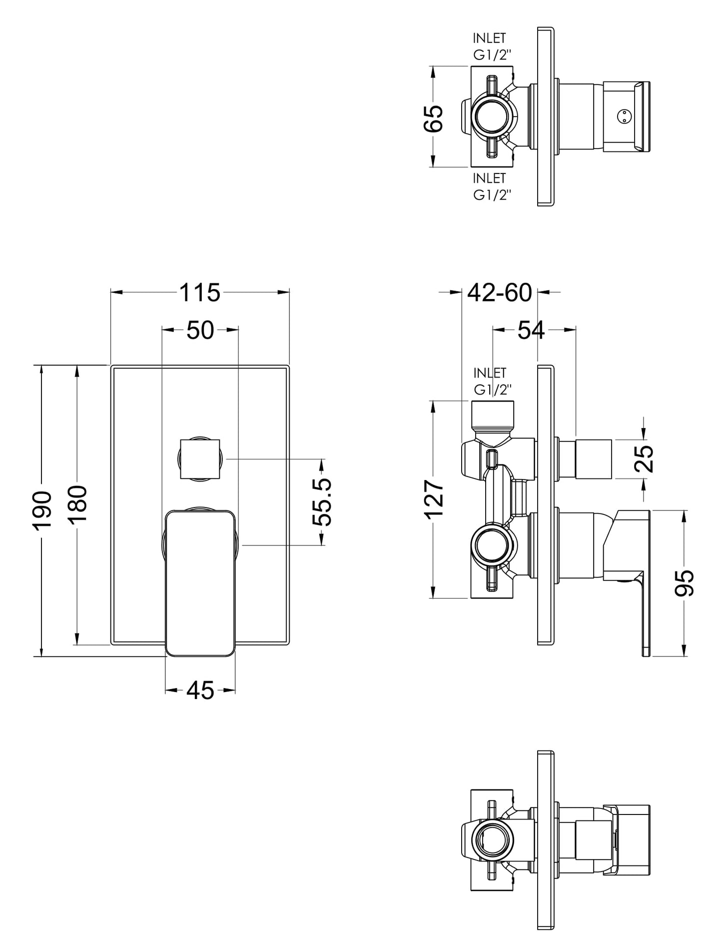 NUIE Manual Shower Valve With Diverter