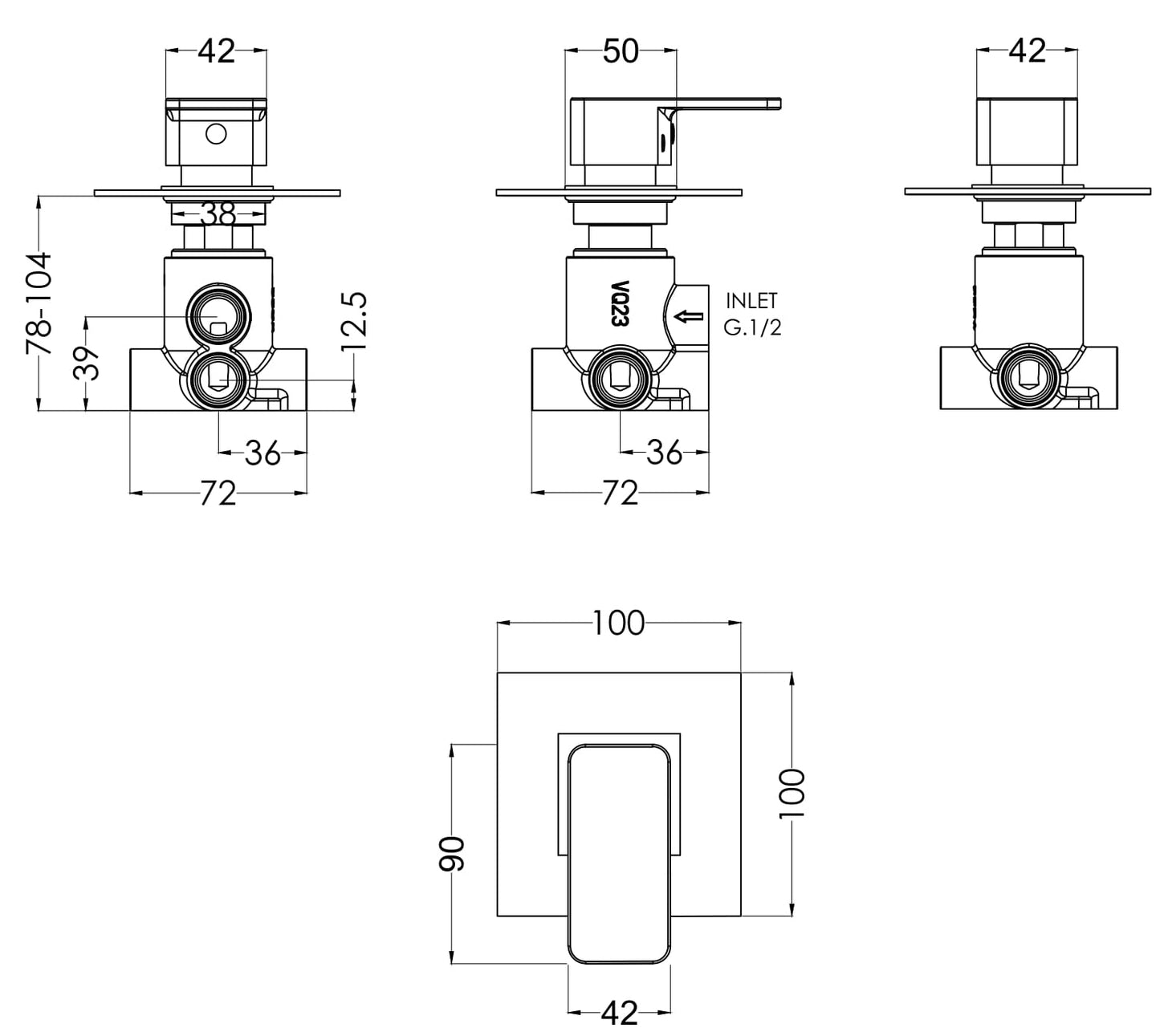 NUIE Concealed Diverter 2/3/4 Way