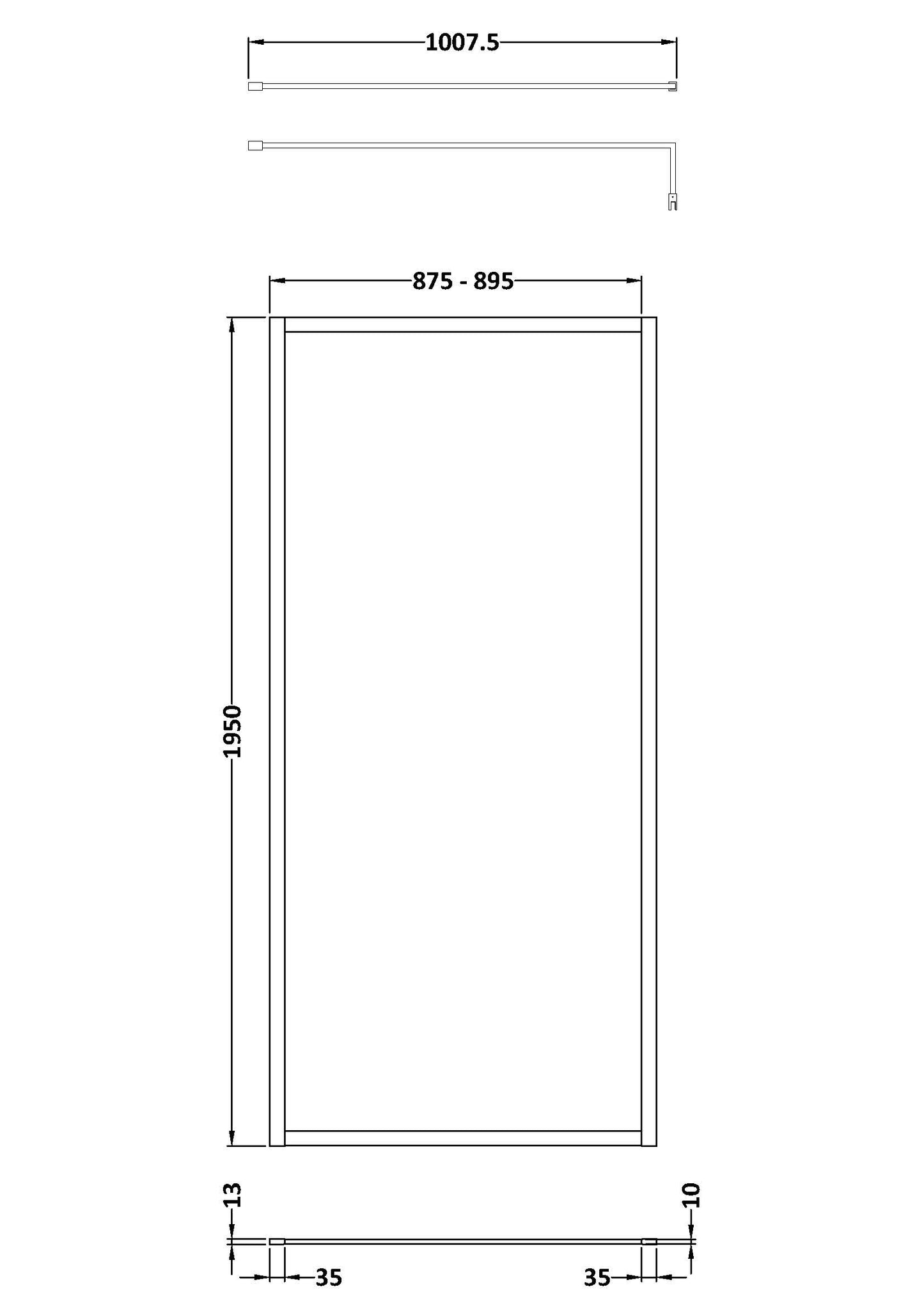 Hudson Reed Full Outer Frame Wetroom Screen 1950x900x8mm