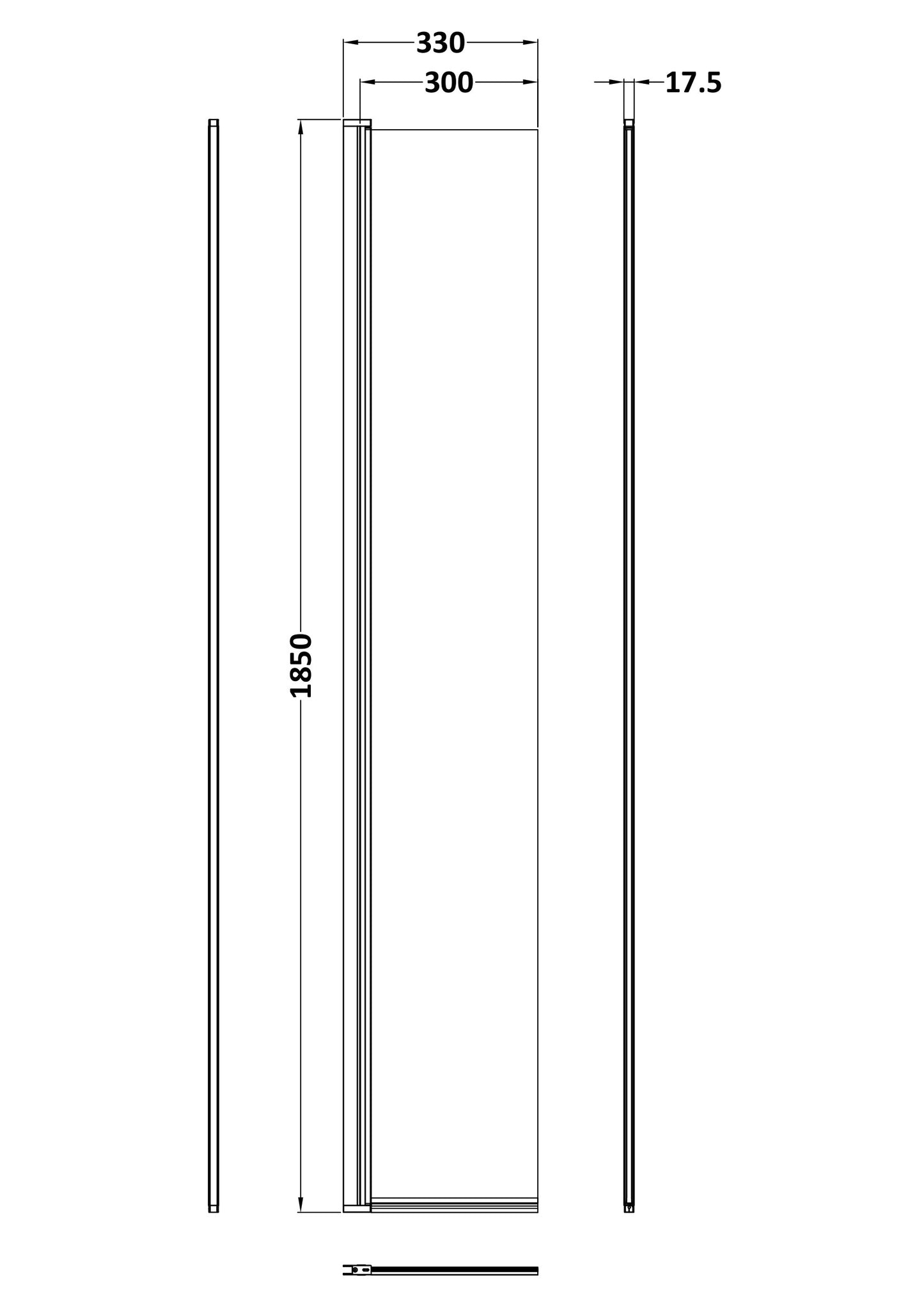 NUIE 1850 x 300 x 8mm Hinged Return Screen