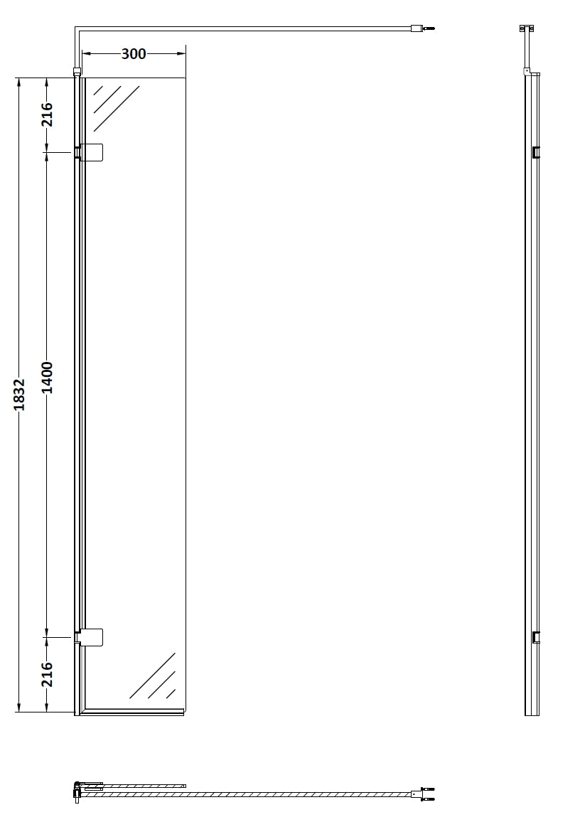 NUIE 300mm Wetroom Swing Screen