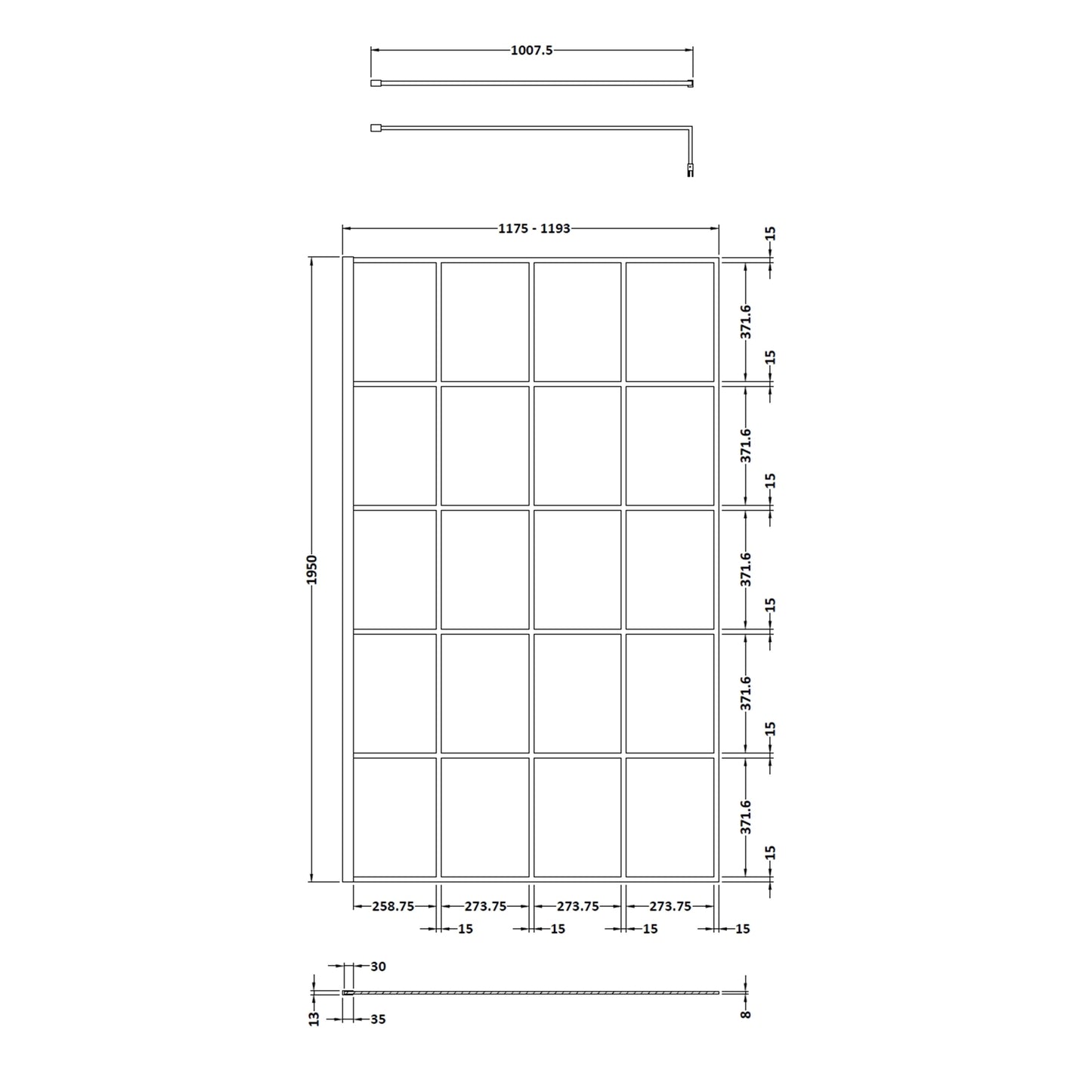 Hudson Reed 1200mm Framed Wetroom Screen