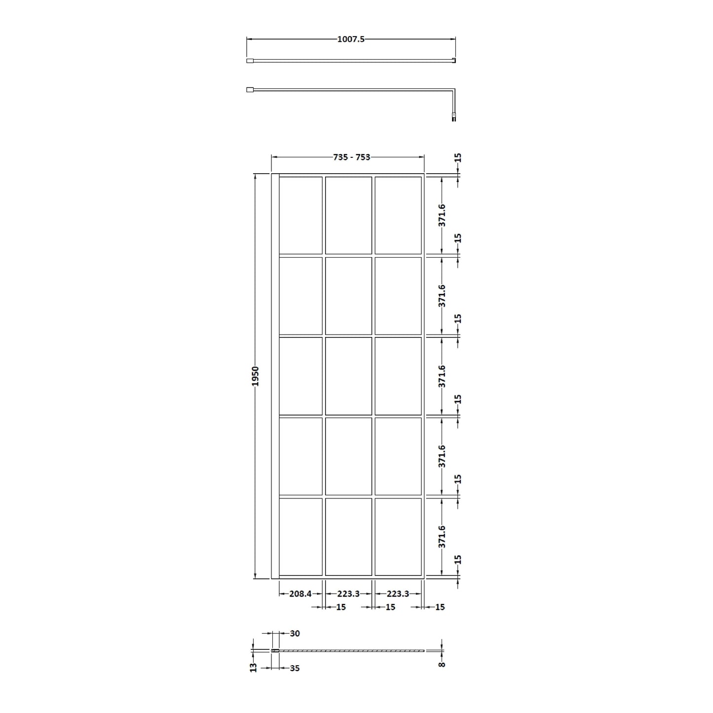 Hudson Reed 760mm Framed Wetroom Screen