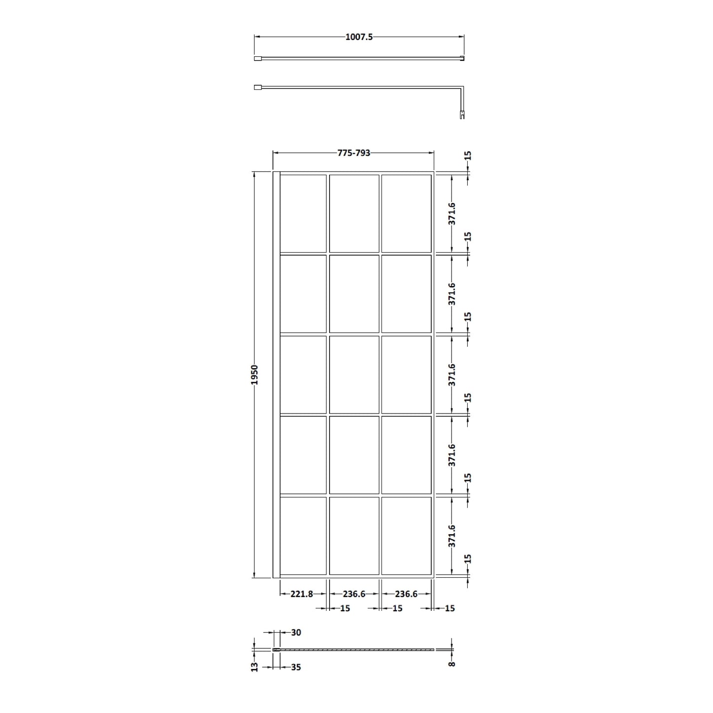 Hudson Reed 800mm Framed Wetroom Screen