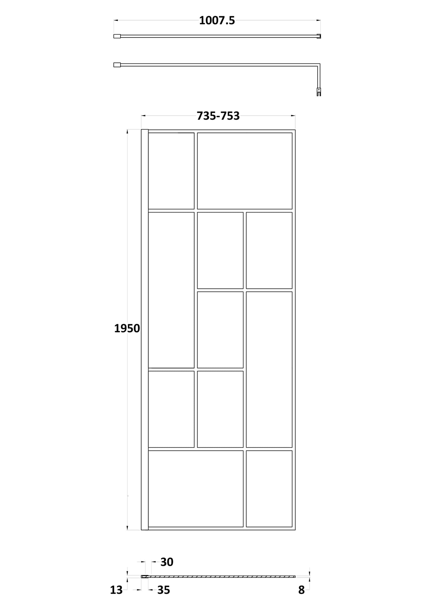 Hudson Reed 760mm Abstract Frame Wetroom Screen