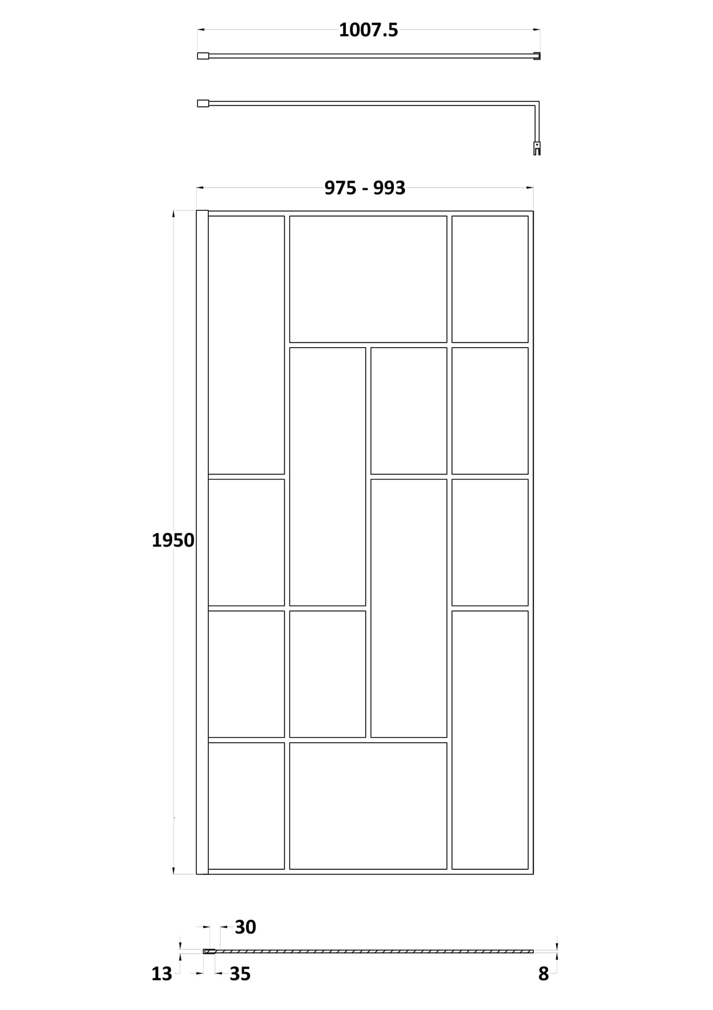 Hudson Reed 1000mm Abstract Frame Wetroom Screen