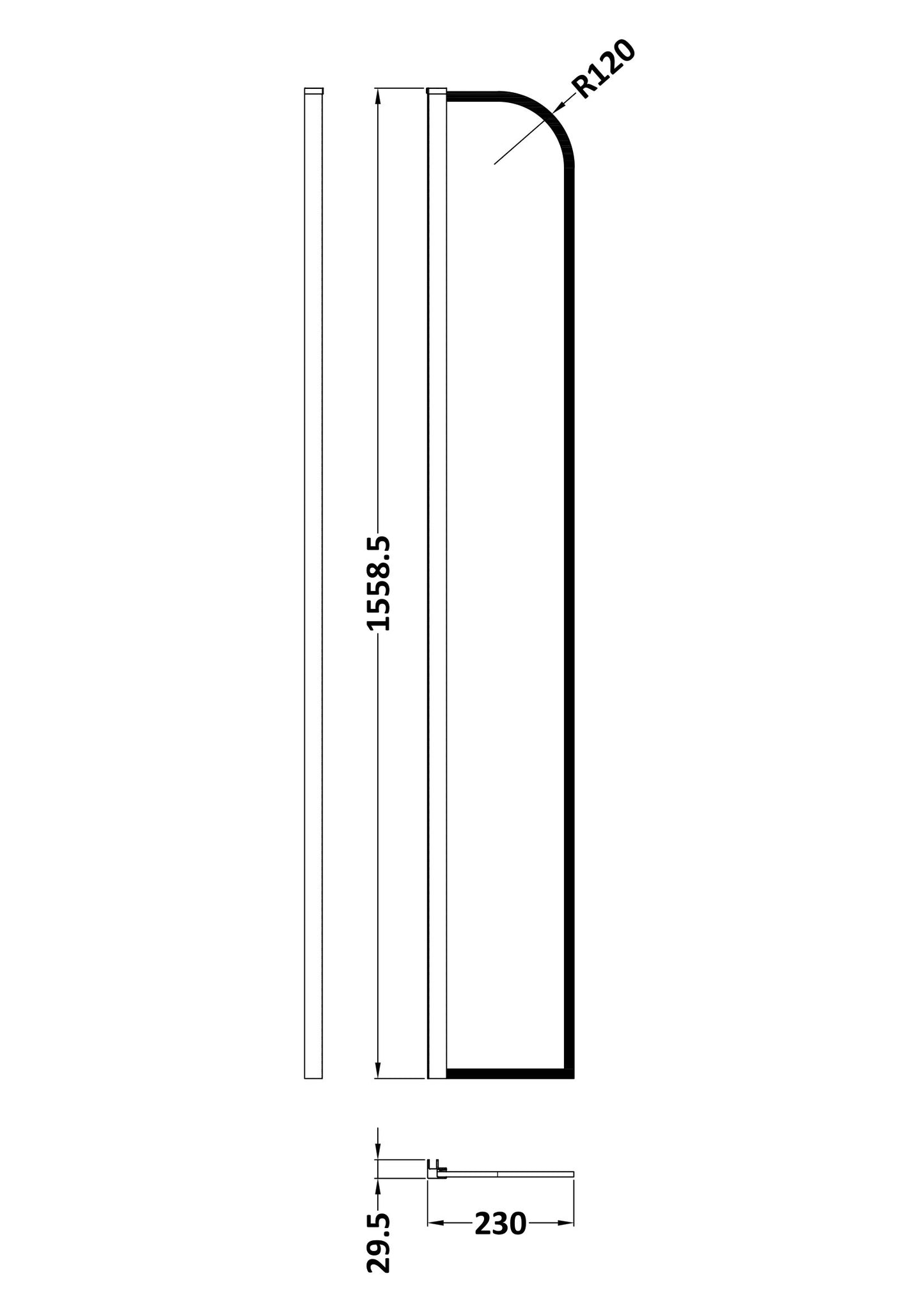 Hudson Reed 230mm Arched Return Screen