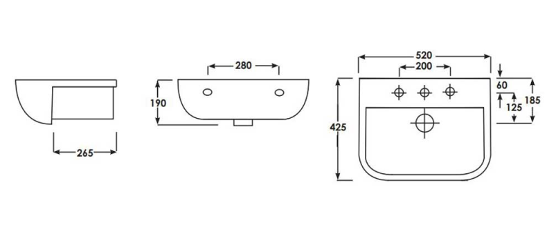 Arley 600 52cm Semi Recessed Basin