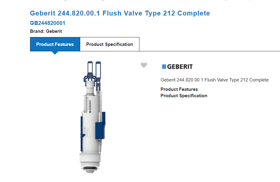 Geberit UP300 Sigma Replacement Dual Flush Cistern Valve Only 244.820.00.1