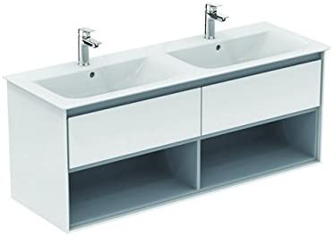 Ideal Standard CONNECT Air furniture double vanity unit, 1200 mm, 2 pull-outs, E0829, colour: Light grey glossy/white matt - E0829EQ