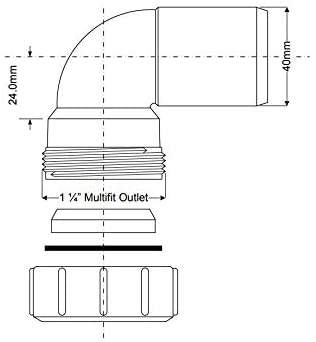 McAlpine 1 1/4‰ۡóÁÌ_•À_ 90 Degree Multifit Bend x Plain End MS4L