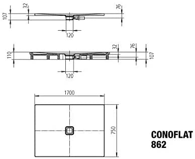 Kaldewei Conoflat 862-2 75x170cm with polystyrene support, colour: White - 467848040001