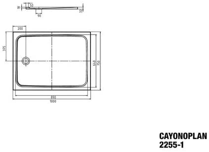 Cayonoplan 2255-1 Shower Tray Floor-Level White 75 x 100 x 1.8 cm