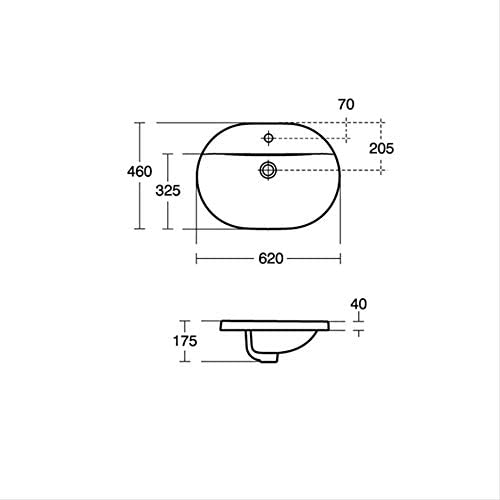 Ideal Standard E500601 Concept Oval 62cm Countertop Washbasin