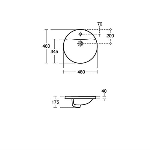 Ideal Standard E501101 Concept Sphere 38/48cm Countertop Washbasin