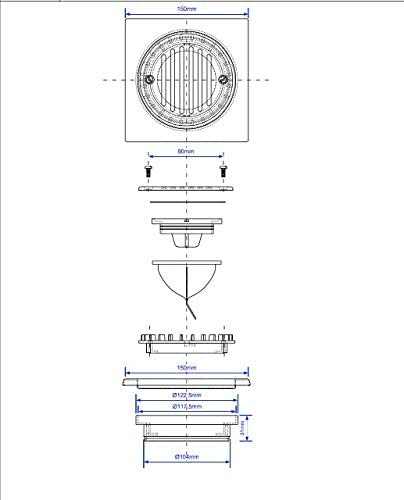 McAlpine 150mm Square Stainless Steel Tile with Internal Non-Return Valve FGT150-SV-110S
