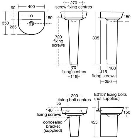 Ideal Standard E138801 Concept Air Arc 40cm Handrise Basin