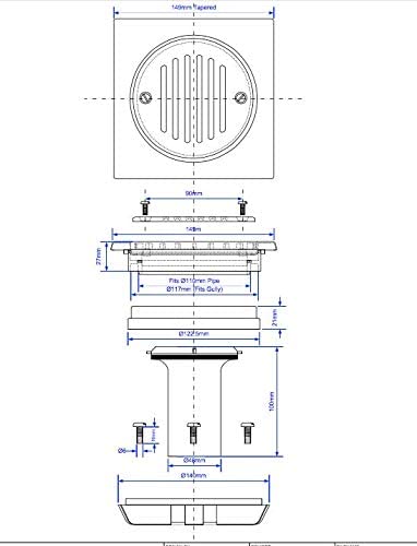 McAlpine Tiled Floor Gully Conversion Kit - Stainless Steel TSGCONVSS