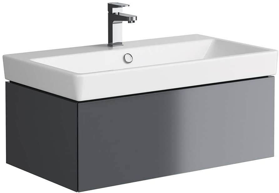 Synergy Berg 800mm Grey Wall Hung Washbasin Cabinet
