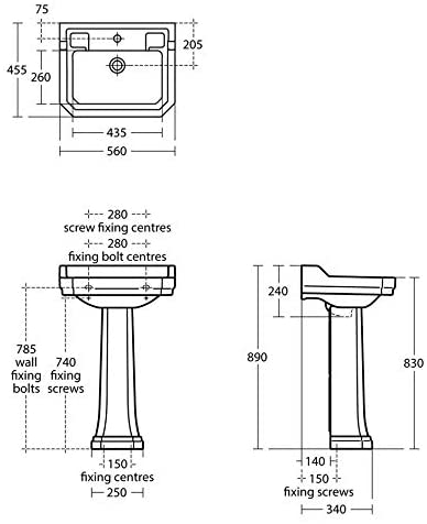 Ideal Standard U470201 Waverley Classic 560mm 1 Tap Hole Basin