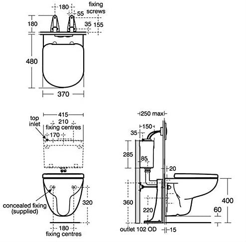 Ideal Standard T328801 Tempo Close Coupled Wall Hung Pan