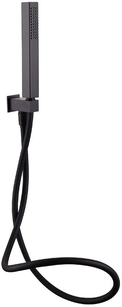 Synergy Square Black Hand Shower Wall Bracket with Wall Outlet Kit