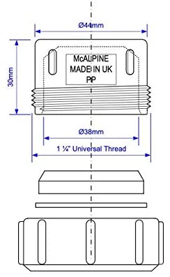 McAlpine S23U Waste Pipe Blank Cap-1.25 inch, White