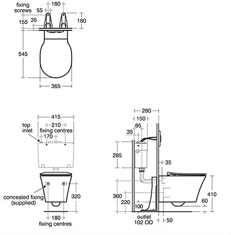 Ideal Standard E079601 Concept Air Wall Mounted Toilet with Aquablade Technology